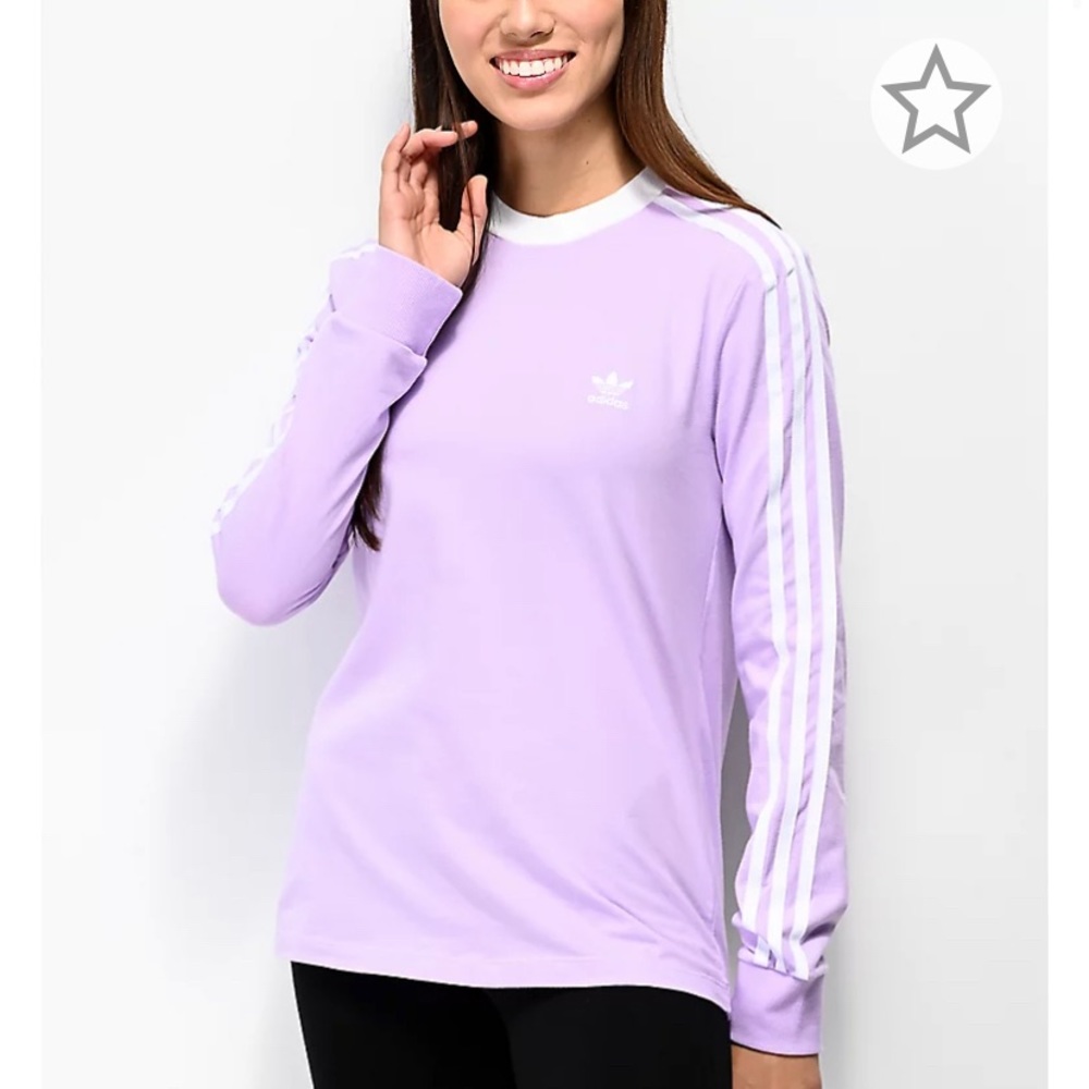 adidas 3 Stripe Purple Glow Long Sleeve T-Shirt